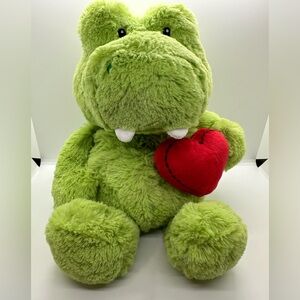 Green Alligator Gator Plush With Red Heart MTY Intl 14” Valentine Stuffed Animal